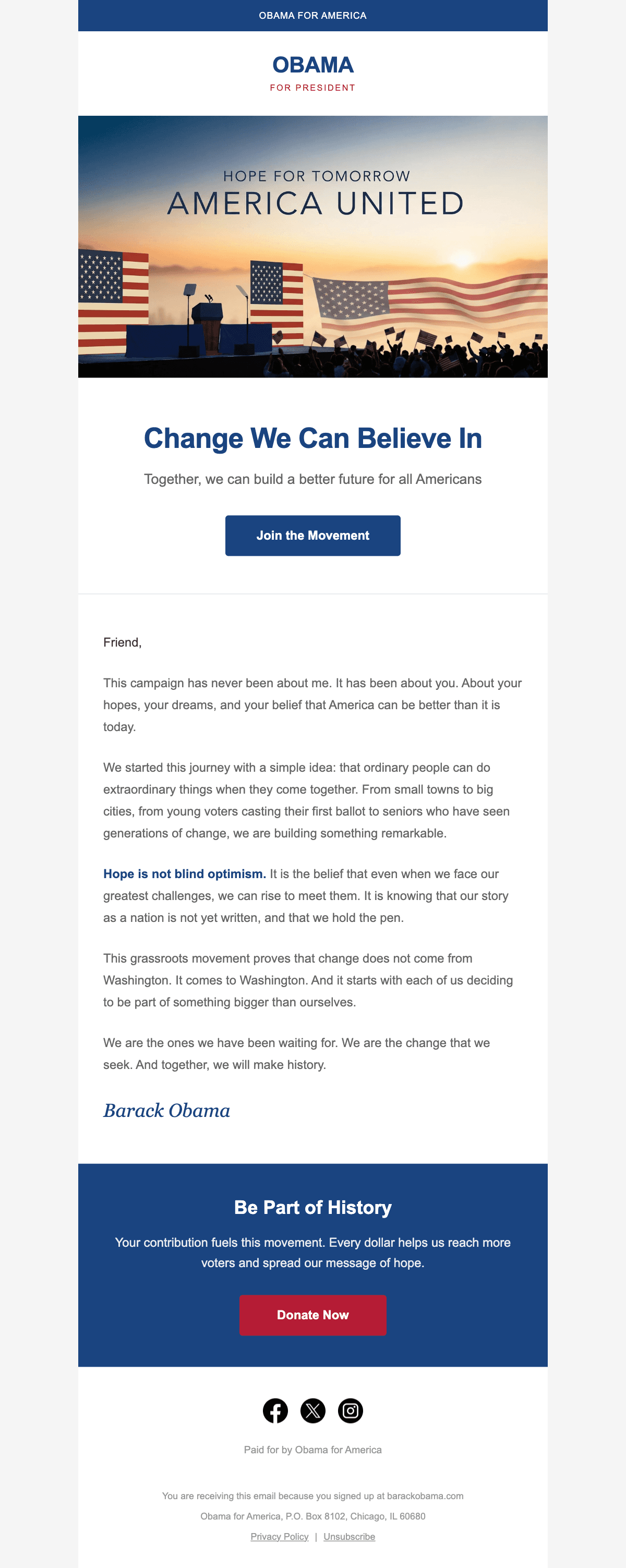 promotional design by Barack Obama